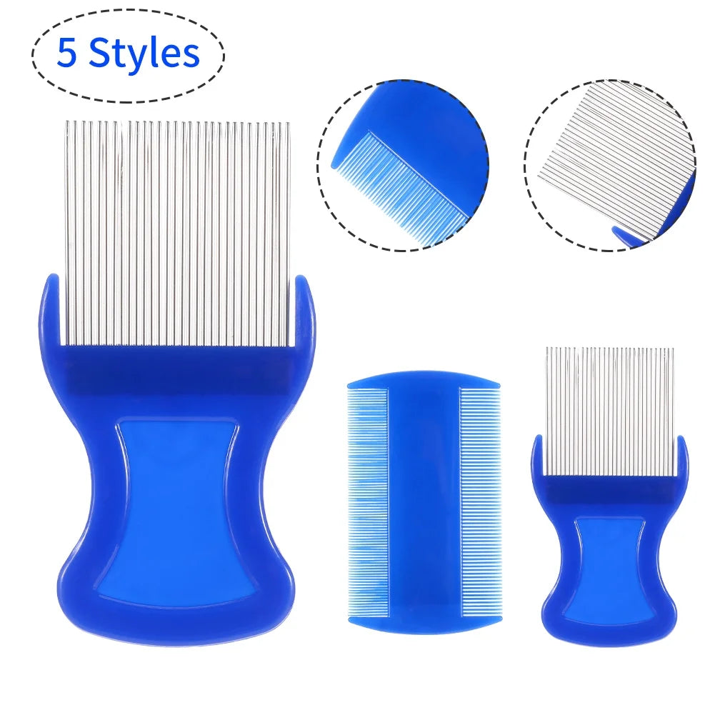 5Pcs Flea Comb, Lice Combs, High Strength Teeth Durable Pet Tear Stain Remover Combs, Pet Dog Cat Grooming Comb Set, Effective Float Hair Remover for Pet Cat Dogs