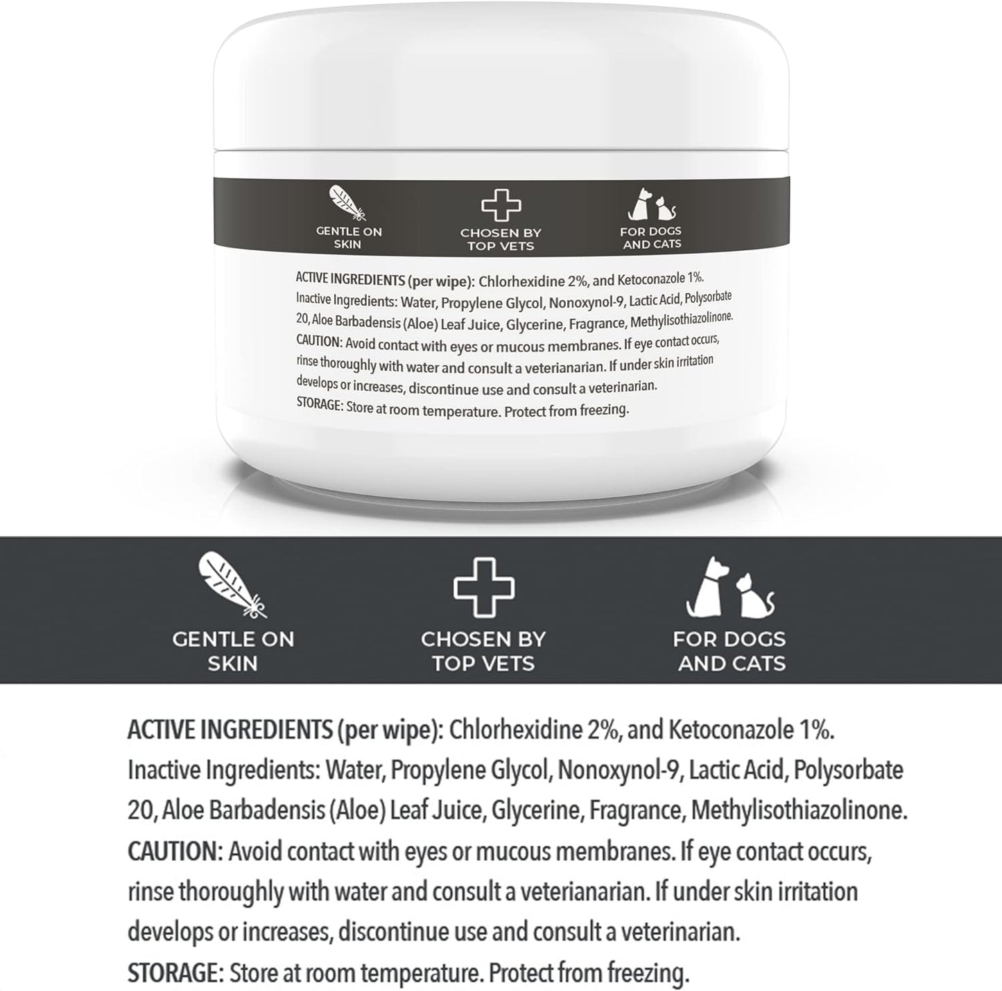 Smiling Paws Pets - Antibacterial & Antifungal Wipes for Dogs & Cats (With Chlor