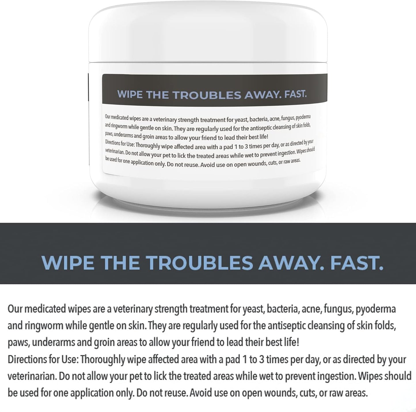 Smiling Paws Pets - Antibacterial & Antifungal Wipes for Dogs & Cats (With Chlor
