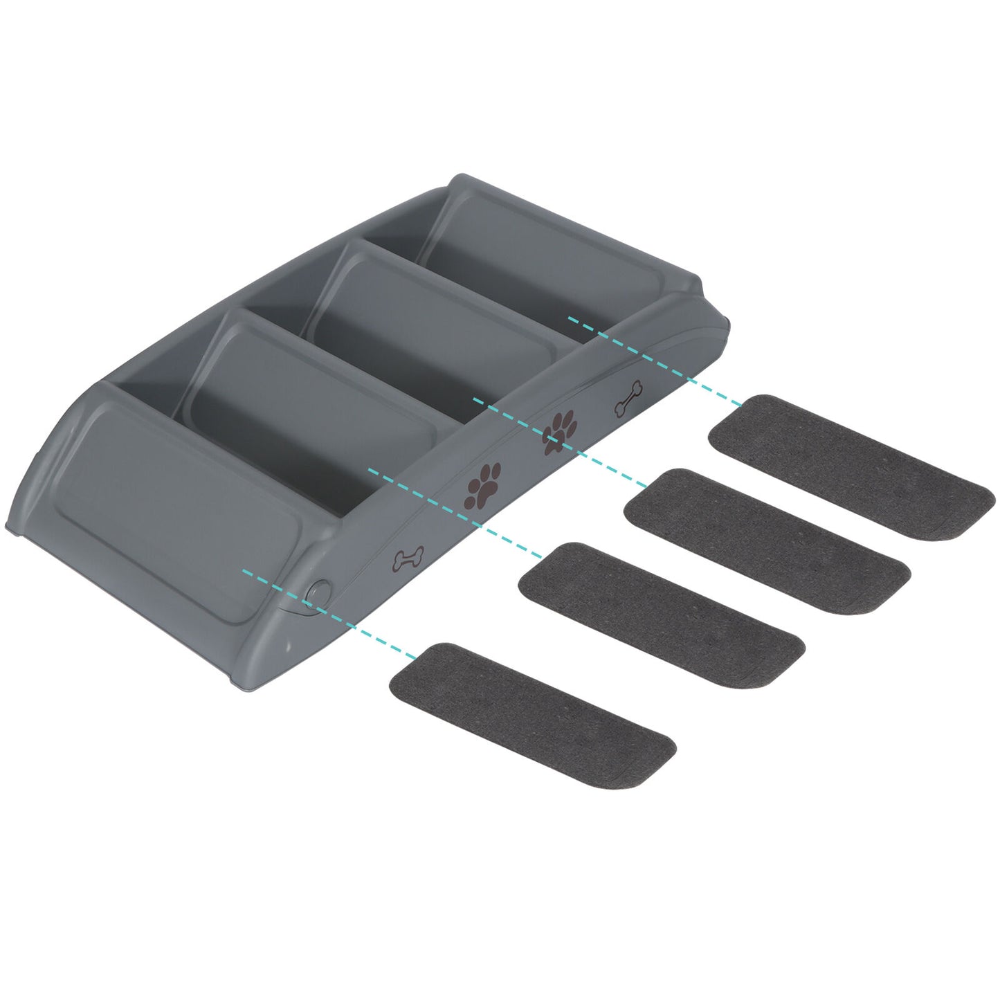 Dog Steps Foldable Pet Stairs Great for Smaller Hurt Older Pets Portable Grey