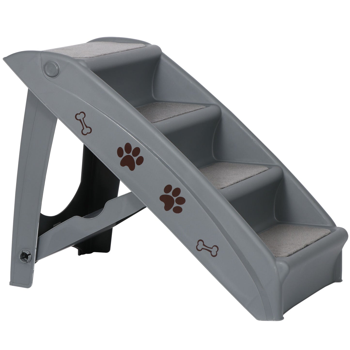 Dog Steps Foldable Pet Stairs Great for Smaller Hurt Older Pets Portable Grey