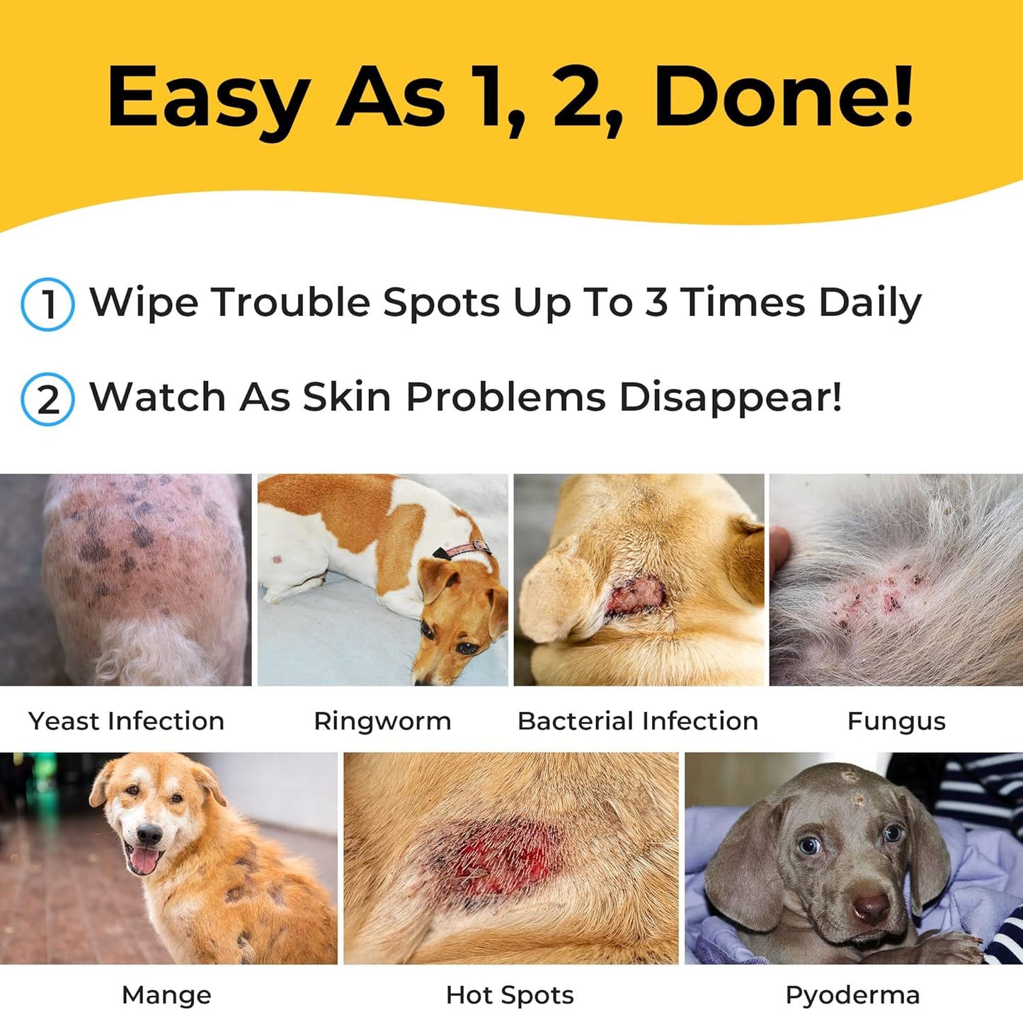 Smiling Paws Pets - Antibacterial & Antifungal Wipes for Dogs & Cats (With Chlor
