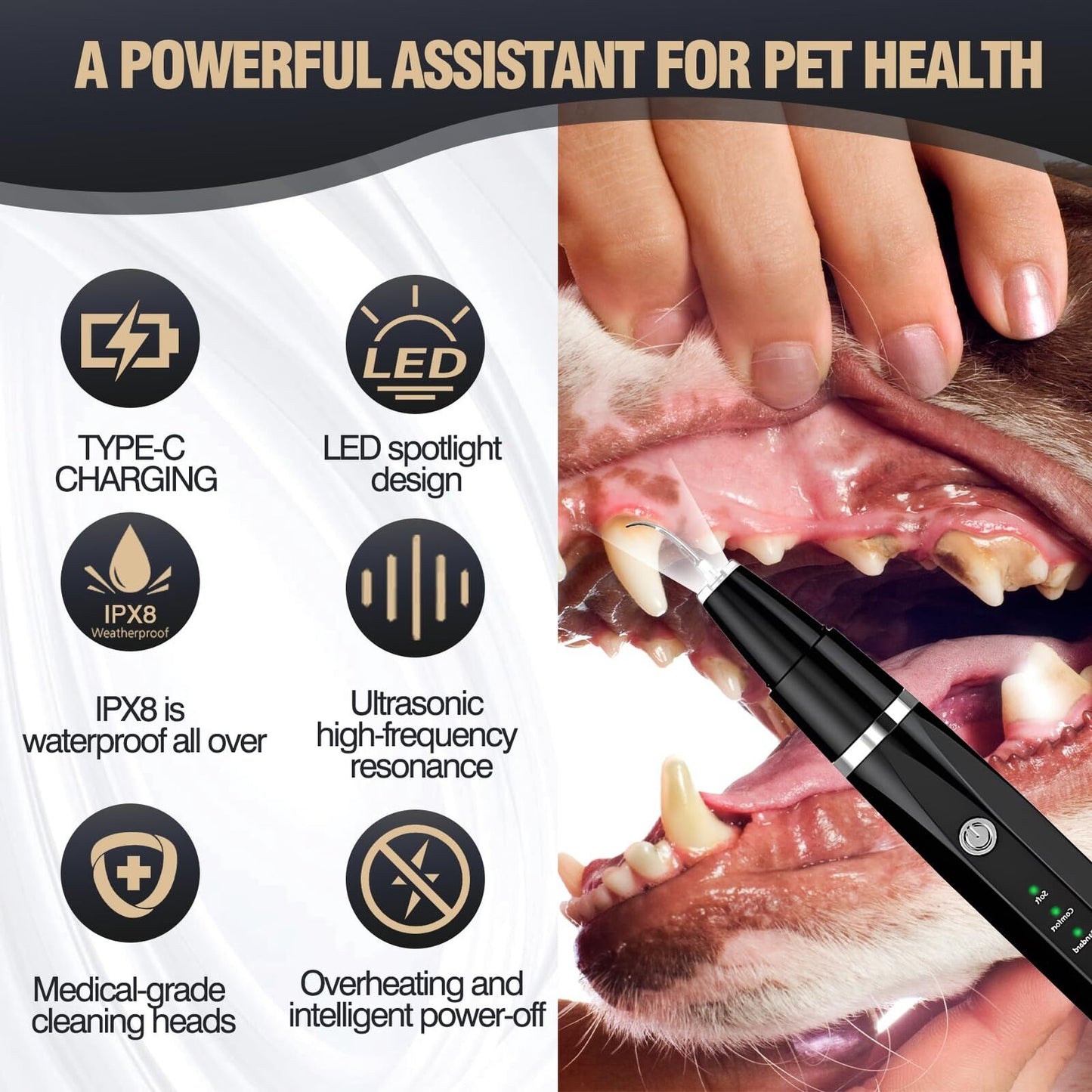 Ultrasonic Tooth Cleaner for Dogs, Dog Teeth Plaque Remover Pets Dental Care ...