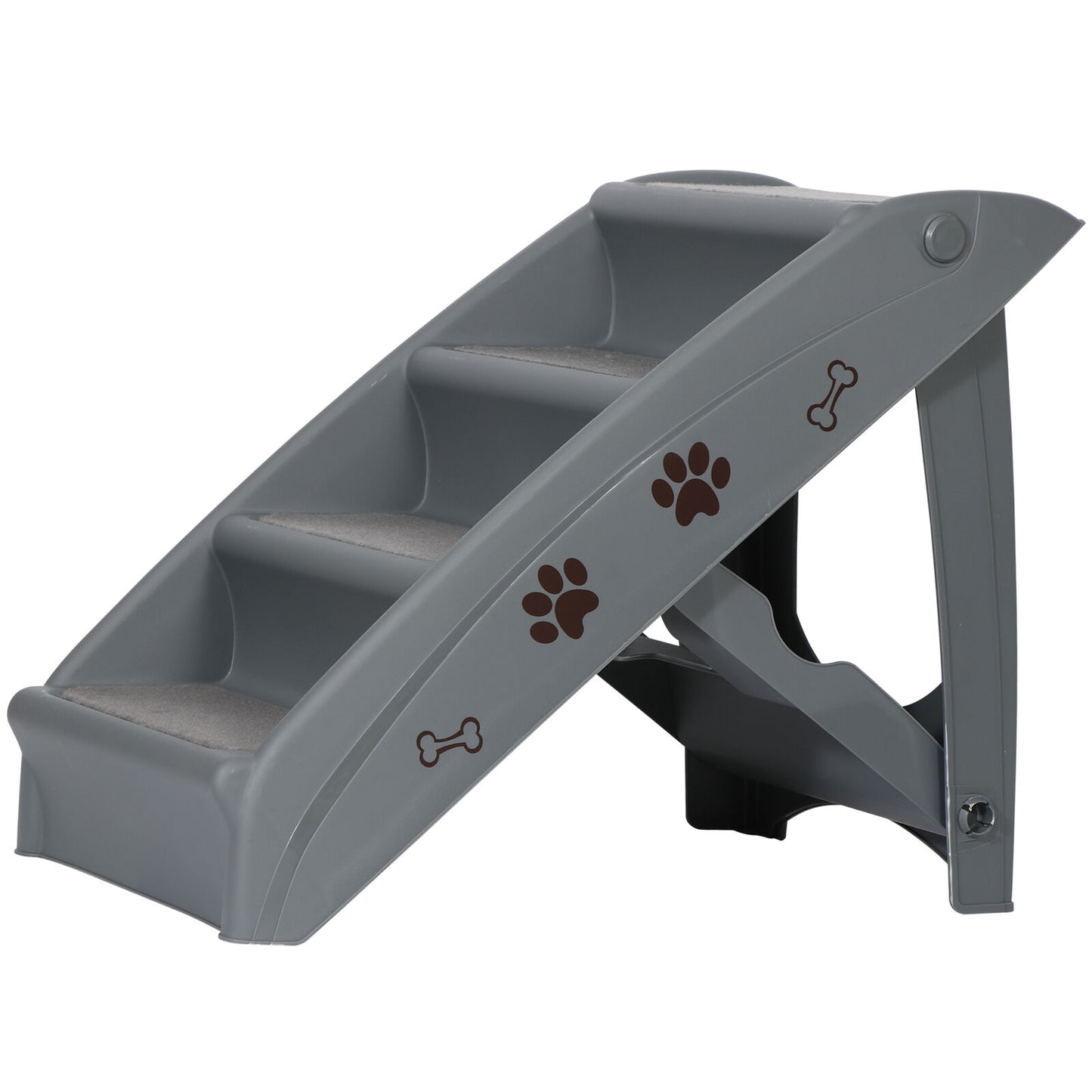 Dog Steps Foldable Pet Stairs Great for Smaller Hurt Older Pets Portable Grey