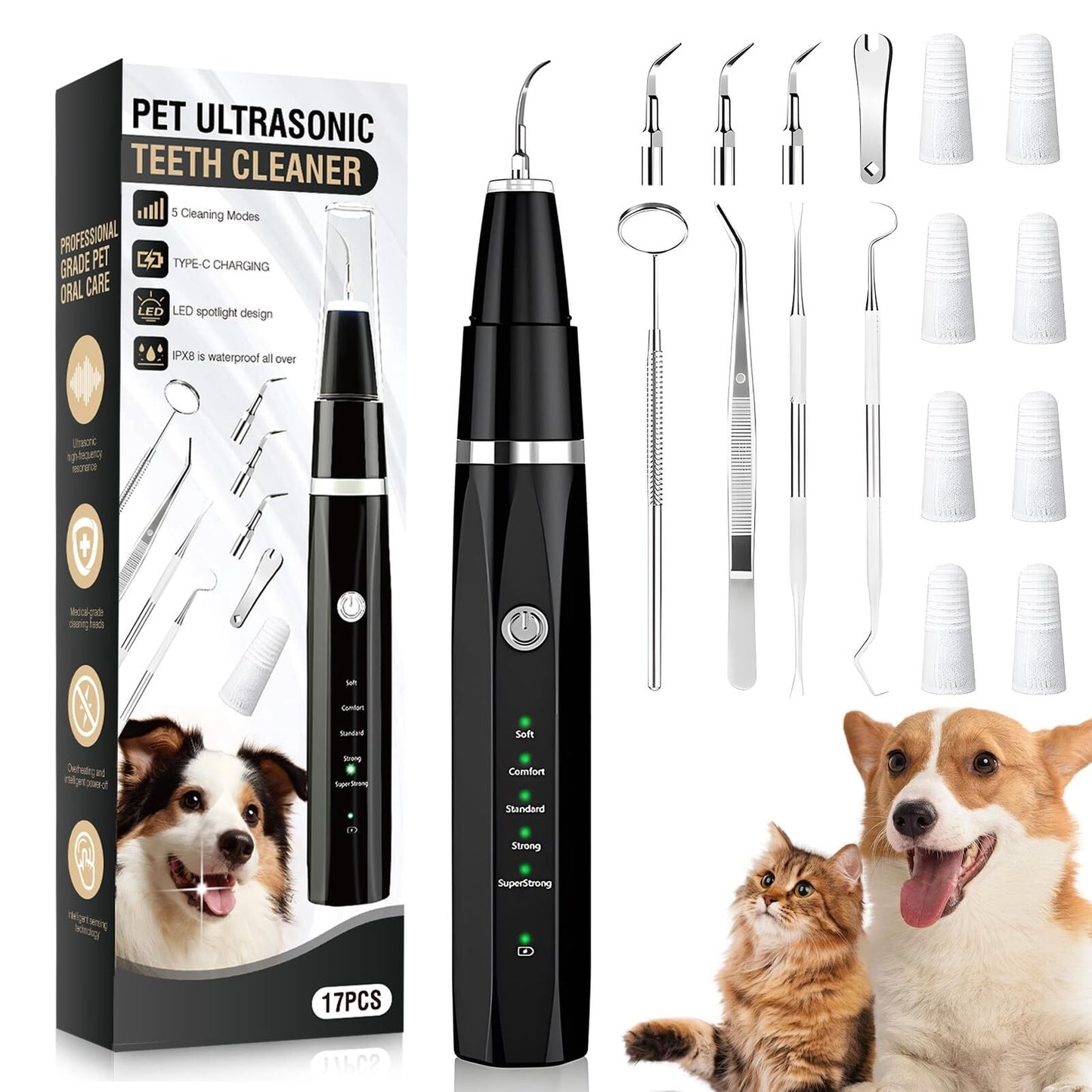 Ultrasonic Tooth Cleaner for Dogs, Dog Teeth Plaque Remover Pets Dental Care ...