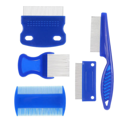 5Pcs Flea Comb, Lice Combs, High Strength Teeth Durable Pet Tear Stain Remover Combs, Pet Dog Cat Grooming Comb Set, Effective Float Hair Remover for Pet Cat Dogs