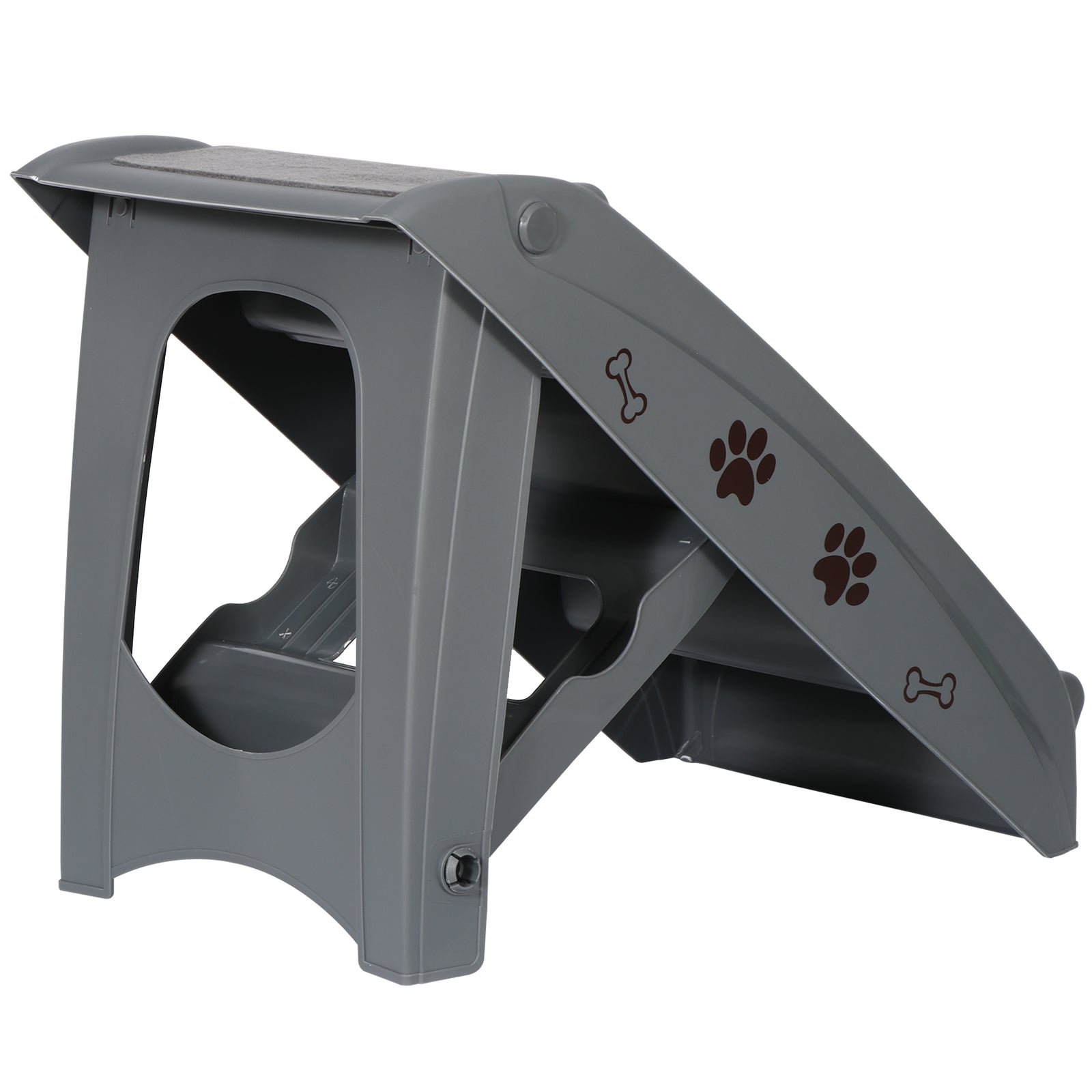 Dog Steps Foldable Pet Stairs Great for Smaller Hurt Older Pets Portable Grey