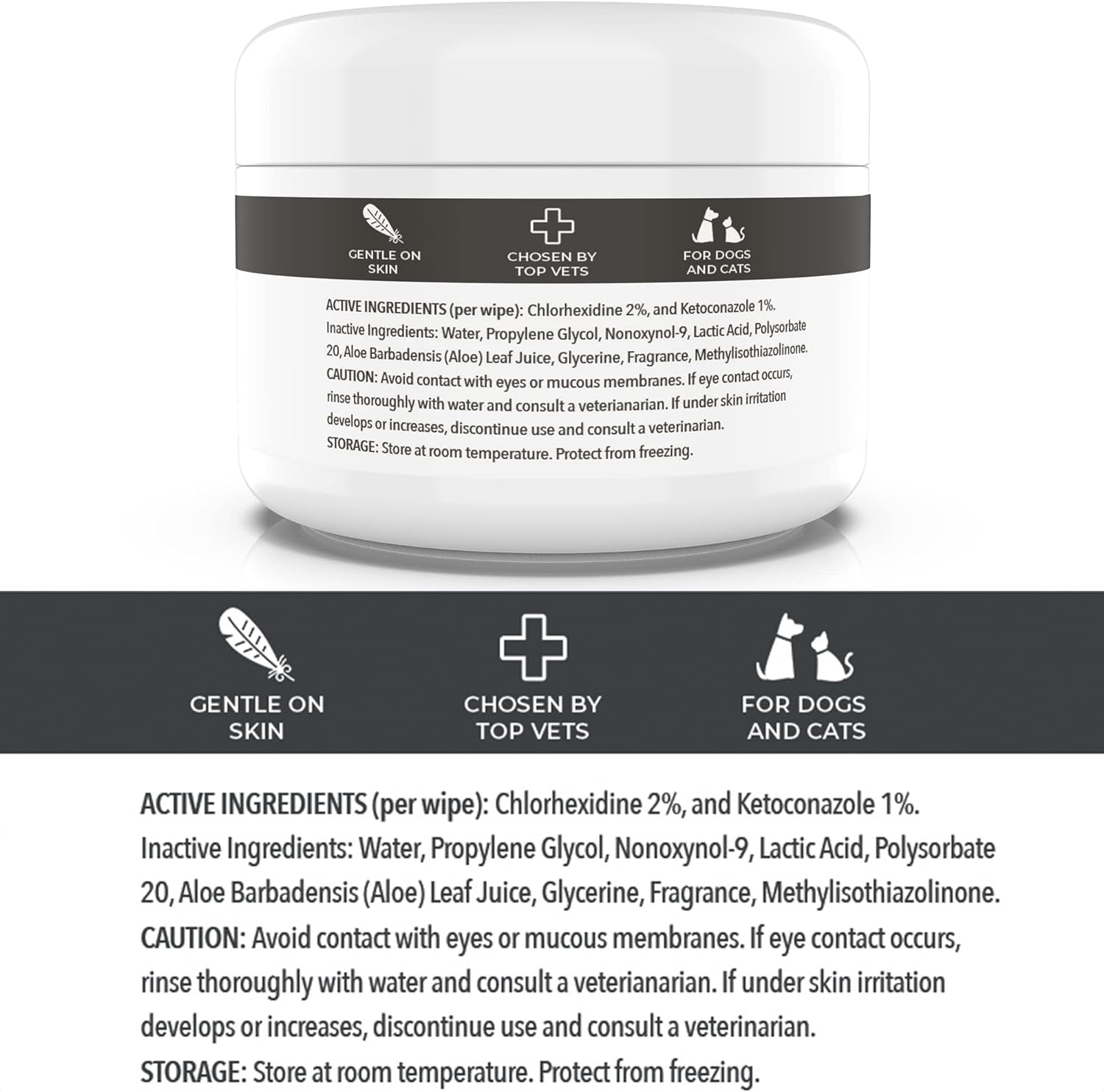 Smiling Paws Pets - Antibacterial & Antifungal Wipes for Dogs & Cats (With Chlor