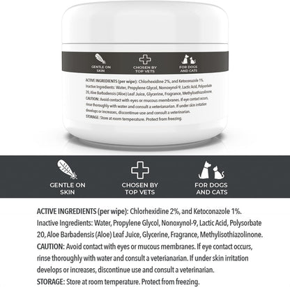 Smiling Paws Pets - Antibacterial & Antifungal Wipes for Dogs & Cats (With Chlor