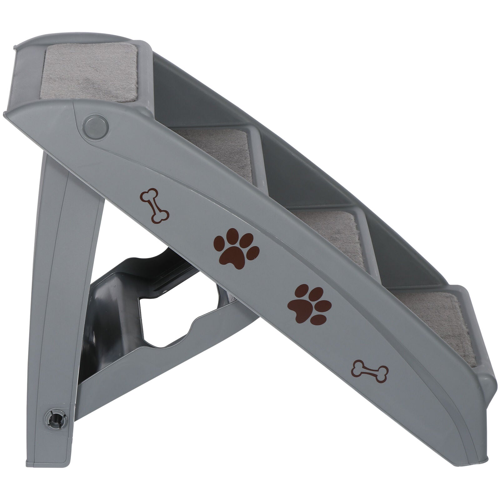 Dog Steps Foldable Pet Stairs Great for Smaller Hurt Older Pets Portable Grey