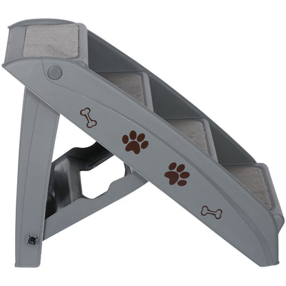 Dog Steps Foldable Pet Stairs Great for Smaller Hurt Older Pets Portable Grey