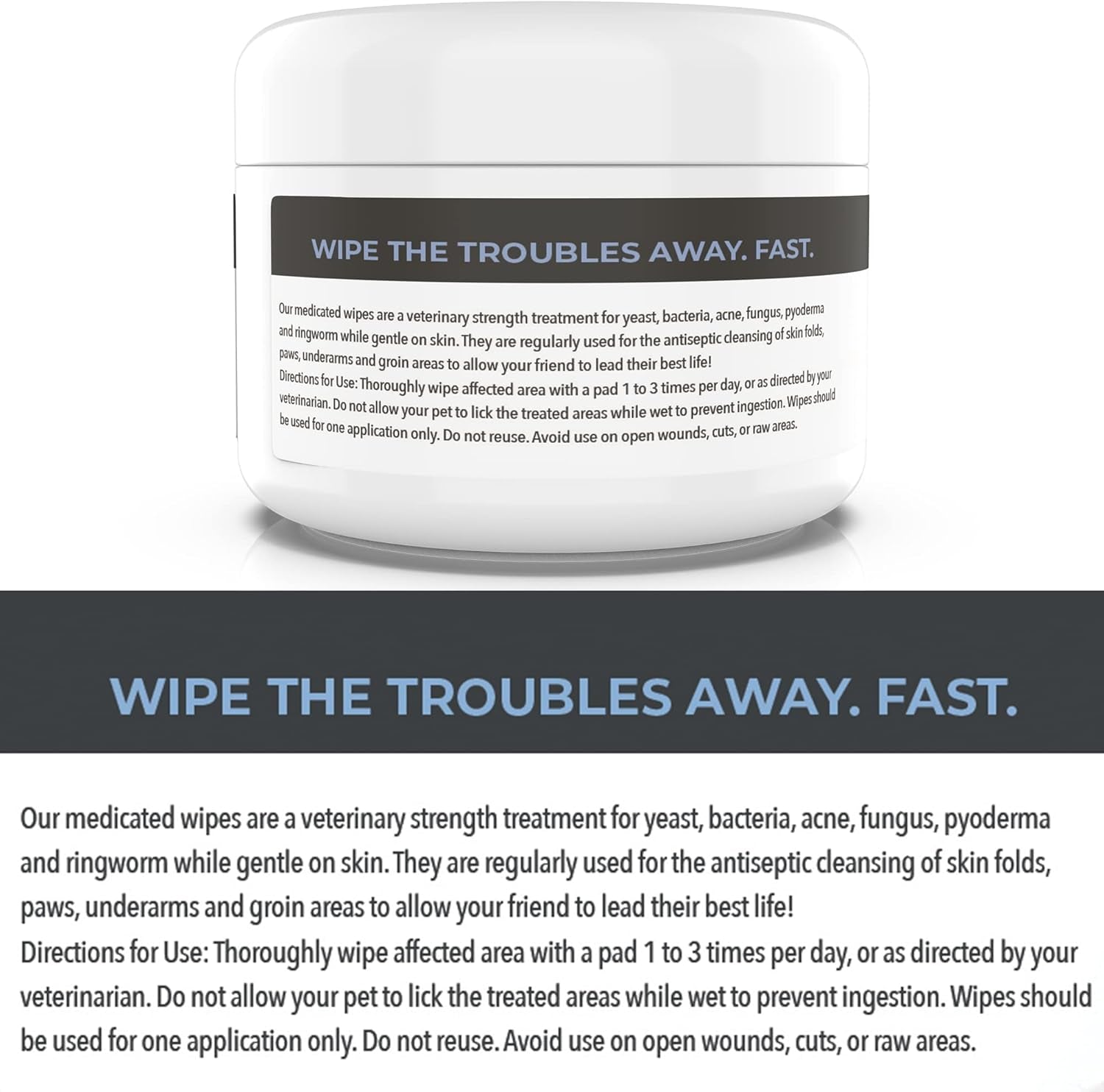 Smiling Paws Pets - Antibacterial & Antifungal Wipes for Dogs & Cats (With Chlor