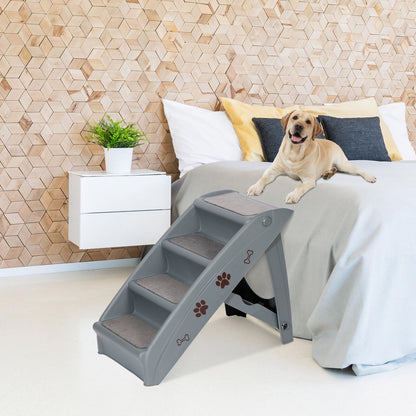 Dog Steps Foldable Pet Stairs Great for Smaller Hurt Older Pets Portable Grey