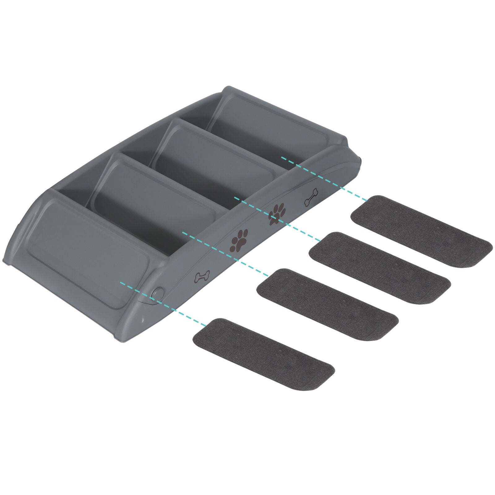 Dog Steps Foldable Pet Stairs Great for Smaller Hurt Older Pets Portable Grey
