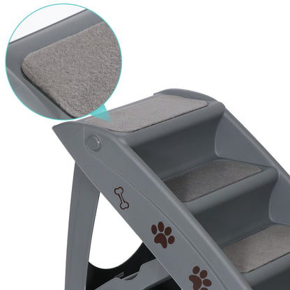 Dog Steps Foldable Pet Stairs Great for Smaller Hurt Older Pets Portable Grey