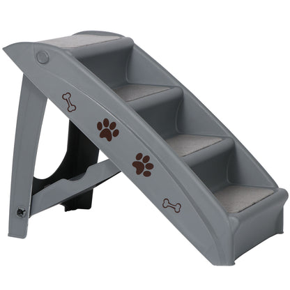 Dog Steps Foldable Pet Stairs Great for Smaller Hurt Older Pets Portable Grey