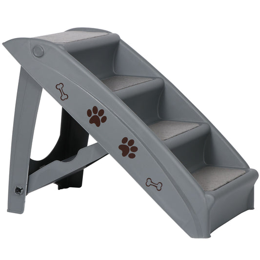 Dog Steps Foldable Pet Stairs Great for Smaller Hurt Older Pets Portable Grey