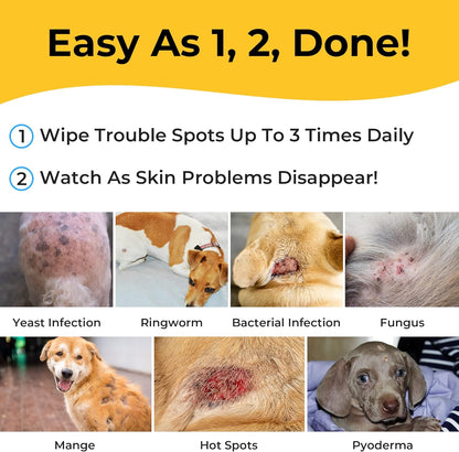 Smiling Paws Pets - Antibacterial & Antifungal Wipes for Dogs & Cats (With Chlor