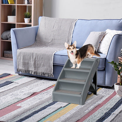 Dog Steps Foldable Pet Stairs Great for Smaller Hurt Older Pets Portable Grey