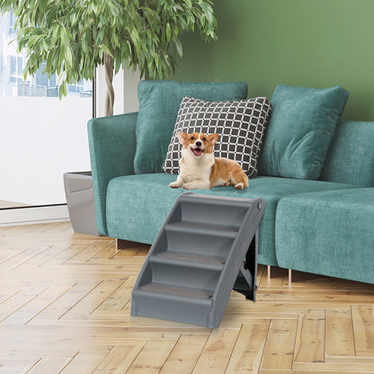 Dog Steps Foldable Pet Stairs Great for Smaller Hurt Older Pets Portable Grey